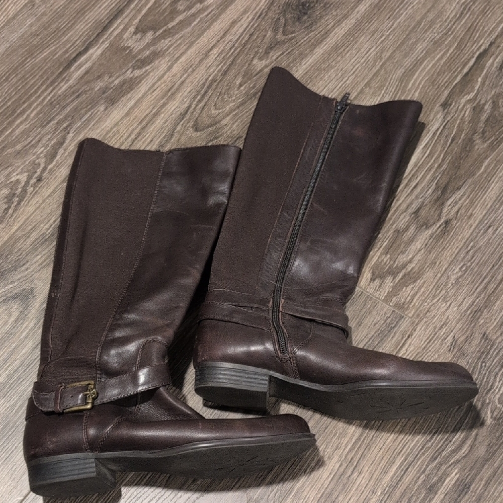 Elegant Brown Leather Knee-High Boots
